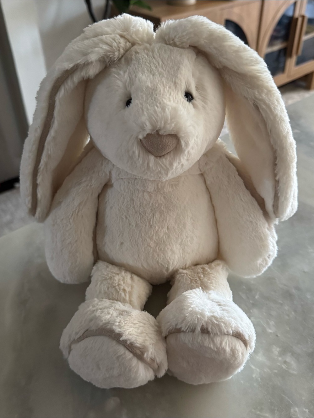 Jellycat Ivory Cream Piper Bunny Rabbit Suede Tan Piping Long Ears Plush 15"